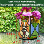 Corgi Planter - Cute Stained Glass Dog Flower Pots, Plant Pot with Drainage, Succulent Planters, Corgi Gifts, Christmas Decorations