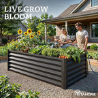 YITAHOME 6x3x3ft Large Raised Garden Bed Kit, Galvanized Metal Planter Box with Gloves, Support Rod, Outdoor Above Ground Planters for Plants Vegetables Flowers, Black