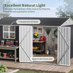 Polar Aurora 10X12 FT Metal Outdoor Storage Shed with Window, Heavy-Duty Galvanized Steel Garden Shed with Lockable Doors and 4 Vents, Large Weatherproof Tool Shed for Backyard Patio Outside, Black