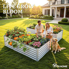 YITAHOME 8x4x2ft Large Raised Garden Bed Kit, Galvanized Metal Planter Box with Gloves, Ground Nails, Support Rod & Safety Rubber, Outdoor Above Ground Planters for Plants Vegetables Flowers, Silver