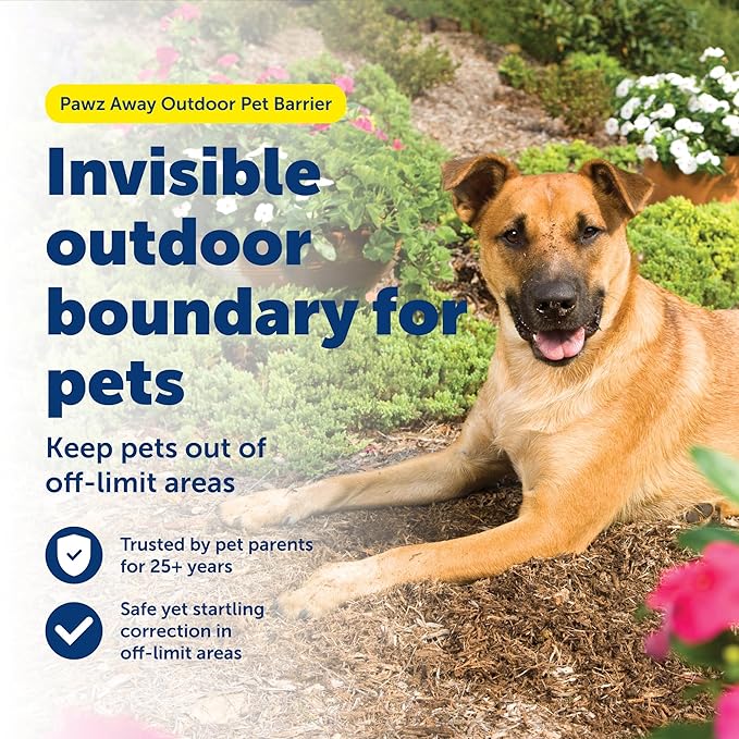 PetSafe Pawz Away Outdoor Wireless Pet Barrier, Electric Training System for Cats and Dogs with Receiver Collar
