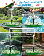 2.5W Solar Bird Bath Fountains– Upgraded Solar Pond Fountain with 6 Nozzles,Solar Fountain for Bird Bath, Pond, Garden Decor (Green)