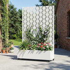 Casaphoria Metal Raised Garden Bed with Trellis and Wheels, 72"x47"x16" Arched Planter Box for Climbing Plants, Vegetables & Vines, Features Drainage Holes and Privacy Screen, White-Square