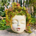 Handcrafted Head Planter Kiss Face Planter Pot Cute Flower Pot Resin Head Face Plant Pots for Succulent with Drainage Pale Yellow 1Pack