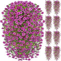 Artificial Hanging Flowers for Outdoors Spring Summer Decoration, 8PCS UV Resistant Silk Fake Hanging Plants for Patio Porch Front Yard Window Garden Indoor Decor(Purple,8PCS)