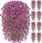 Artificial Hanging Flowers for Outdoors Spring Summer Decoration, 8PCS UV Resistant Silk Fake Hanging Plants for Patio Porch Front Yard Window Garden Indoor Decor(Purple,8PCS)