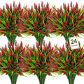 Bassion 24 Bundles Artificial Flowers for Outdoors, Fake Lavender Flowers with Monkey Grass UV Resistant Plastic Faux Plants for Outside Hanging Planter Window Box Garden Patio Front Porch Home Decor