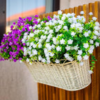 Artificial Flowers for Outdoors Fake Plants - 12 Bundles Faux Outside Greenery Boxwood No Fade Plastic Shrubs Fall Decor Farmhouse Home Garden (White)