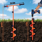 2026 Hand Auger Post Hole Digger Kit – 25.5×40in Manual Auger Post Hole Digger with 3.95" & 5.9" Auger, Fence Post Digger, Garden Hole Digger Tool for Bulbs, Trees, Plants, Umbrella, Fence Posts