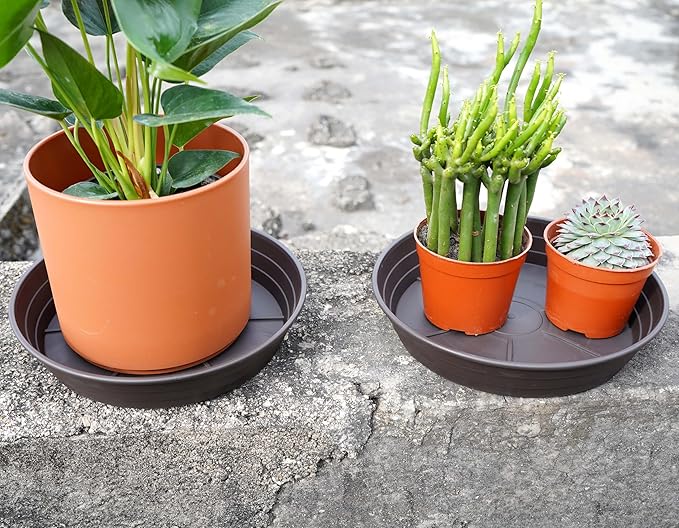 LWALRS Plant Saucer 14 Inch 4 Pack 6 8 10 12 14 16 18 20 25, Plastic Plant Trays for Pots，Extra-Deep Plant Water Dray Tray, Bird Bath Bowl, Heavy Flower Plant Saucers Indoors and Outdoor No Holes