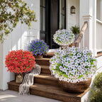 AXYLEX Artificial Flowers for Outdoors Fake Plants - 16 Bundles Faux Outside Greenery Boxwood UV Resistant No Fade Plastic Shrubs Fall Decor Farmhouse Home Garden Mums (White)