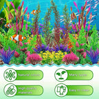 QUOZUO 25pcs Colorful Aquarium Artificial Plastic Plants Decoration, Grass Aquarium Decor Set, Fish Tank Decorations Hides Accessories