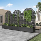 Casaphoria Metal Raised Garden Bed with Trellis and Wheels, 72"x47"x16" Arched Planter Box for Climbing Plants, Vegetables & Vines, Features Drainage Holes and Privacy Screen (Black-Star)