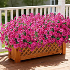 Ivydale 24 Bundles Artificial Flowers for Outdoors Faux Plants Spring Outdoor Decor Faux Silk Morning Glory with Eucalyptus Realistic UV Resistant for Outside Planters Porch Patio Garden Home Decor
