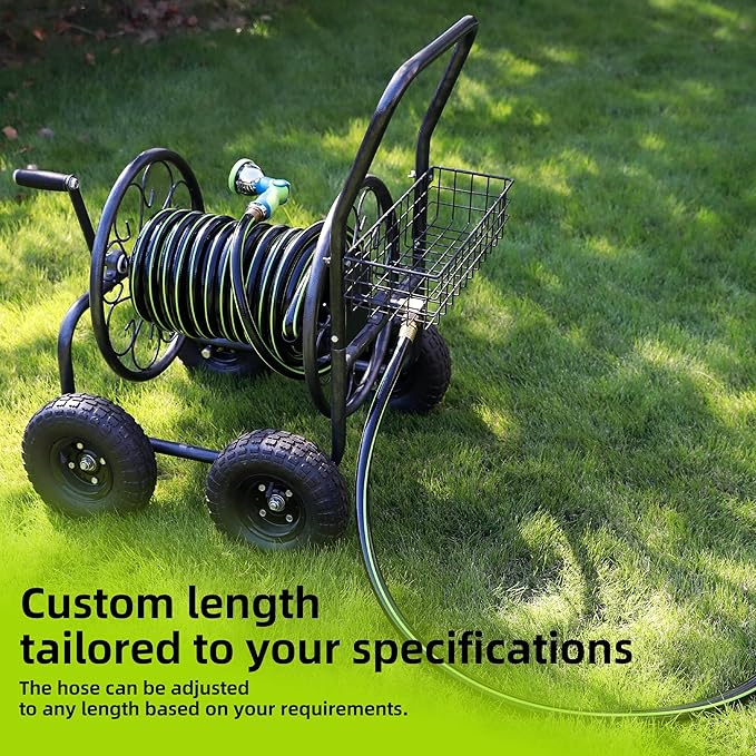Worth Lead-in Garden Hose 5/8 in. x 25 ft. -No Kink, Flexible, Leakproof, Male to Female Fittings -Heavy Duty Durable PVC Lightweight Water Pipe with Brass Aluminum Ends for Household & Yard Use