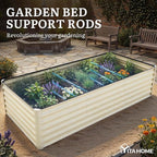 YITAHOME 8x4x2ft 2pcs Large Raised Garden Bed Kit, Galvanized Metal Planter Box with Gloves & Safety Rubber, Outdoor Above Ground Planters for Plants Vegetables Flowers, Cream Yellow