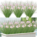 14 Bundles Artificial Flowers for Outdoors Onion Grass UV Resistant Greenery Stems Weed Artificial Fake Shrubs Grass Plant with Flowers Bushes Decoration for Indoor Outdoor Garden Office Home