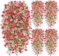 Artificial Hanging Flowers for Outdoors Spring Summer Decoration, 8PCS UV Resistant Silk Fake Hanging Plants for Patio Porch Front Yard Window Garden Indoor Decor(Hot Pink&Light Pink,8PCS)