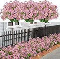 21 Bundles Artificial Outdoor UV Resistant Flowers No Fade Fake Outside Flowers Plastic Greenery Faux Shrubs Garden Porch Window Box Home Decoration(Pink)