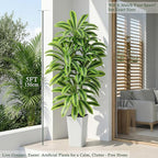 Artificial Dracaena Tree：5FT Faux Silk Tropical Yucca Floor Trees Realistic Fake Green Plant with Natural Wood Trunk & Lifelike Leaves for Home Office Decor Indoor & Outdoor (5FT,1-Pack,White)