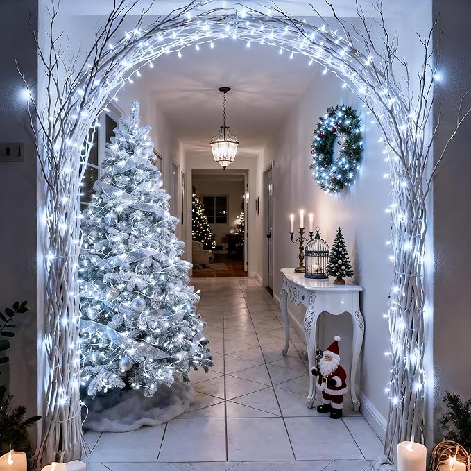 JMEXSUSS 168FT 600 LED White Christmas Lights Outdoor with Remote String Lights Indoor Plug in Cool White Twinkle String Light for Tree Room Party Wedding Decorations