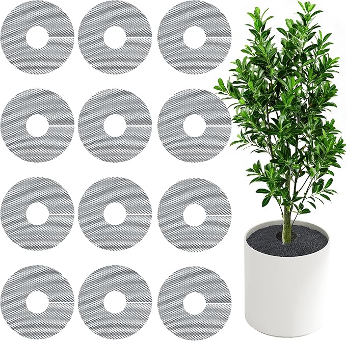 12 Pack Plant Pot Grids - 11.8 Inch Cuttable Soil Cover Protector from Cats, Animals Digging Stopper, Indoor Plant Pot Soil Guard for Outdoor Garden Balcony