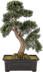 Nearly Natural 4103 24in. Cedar Bonsai Silk Plant,Green