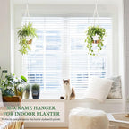 10 Inch Hanging Planters for Indoor Plants, 2 Pack Self Watering Hanging Baskets Flower Pots with Drainage Hole, Visual Reservoir & 2 Kinds of Plant Hanger for Outdoor Garden Home Decor (White)
