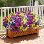 Ivydale 24 Bundles Artificial Flowers for Outdoors Faux Plants Spring Outdoor Decoration Silk Morning Glory Realistic UV Resistant Fake Petunias for Outside Porch Patio Window Garden Yard Home