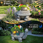 SunGlee Solar Turtle Garden Statue Lights with Rooftop Lawn Gnome Solar Garden Decor for Outside Yard Balcony Patio Lawn Ornament Home Decor Gifts for Mom Grandma