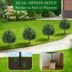 27.6'' Artificial Cedar Topiary Ball Trees, Set of 2 Fake Cypress Bushes Shrubs with Spikes UV Resistant Evergreen Faux Cypress Tree Plants for Planters Front Porch Outside Spring Garden Decor