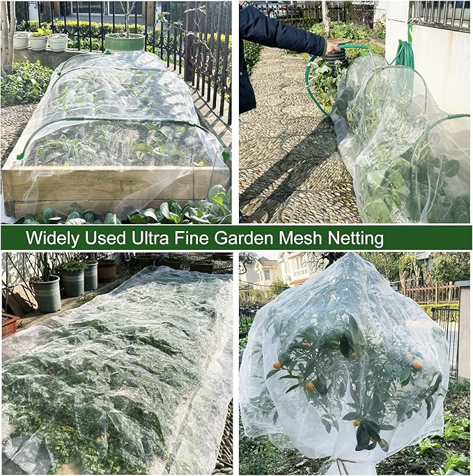Garden Netting Ultra Fine 8x10Ft, Plant Covers, Barrier Mesh for Plant Vegetables Fruit Flower Tree, Row Cover Raised Bed Protection Net, Bird Screen