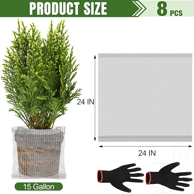 8 PCS 15 Gallon Root Guard Gopher Proof Wire Baskets, Stainless Steel Gophers Moles Voles Proof Mesh Baskets, Underground Cages for Protecting Plant Roots, Trees, Flowers, Crops, Tubers