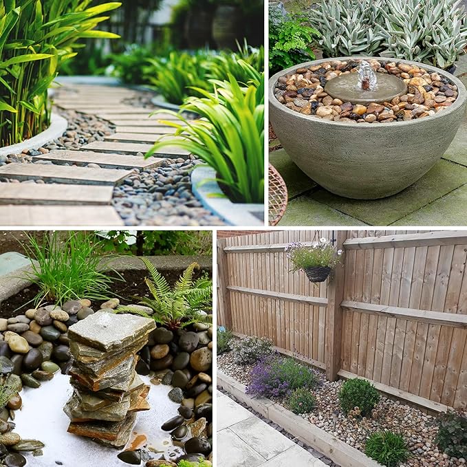 Large River Rocks 20lbs, 2-3 Inch Pebbles for Plants, High Polished Natural Decorative Stones for Aquarium Vase Filler Fish Tank Landscaping Garden, Mixed Color
