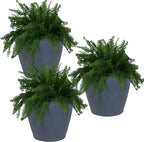 Sunnydaze 24-Inch Anjelica Large Plastic Pot for Plants - Outdoor Double-Walled Large Plastic Planter with Drillable Drainage Holes - Slate - 3pk