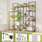 EnHomee Plant Stand Indoor Tall Plant Stand Outdoor Large Wood Plants Shelf with 12-14 Pots for Patio, Living Room, Garden, Balcony, 44.8" Wx47.2 Hx11.78 D
