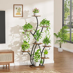 EVAWOO Plant Stand Indoor with Grow Lights - 58" Tall Plant Shelf Indoor, 8 Tiered Corner Lighted Plant Stand for Indoor Multiple Plants, Metal Flower Stands Display Rack for House, Patio, Black
