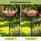 Gtongoko 3.2 Inch Deep Metal Bird Bath for Outside Heavy Duty, 35 Inch Height Bird Feeder Birdbaths for Outdoors, Garden Bird Bath Bowl with 5-prongs Base