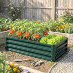 Outsunny Galvanized Raised Garden Bed, 4' x 2' x 1' Metal Planter Box, for Growing Vegetables, Flowers, Herbs, Succulents, Green