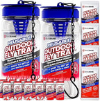 2 Fly Traps Outdoor Fly Trap for Patio with 4 Non-Toxic Dissolvable Bait Refills and 12 Sticky Ribbons. Reusable Hanging Bug Catcher Killer for All Filth Flies for Outside Bug Control Yard Ranch