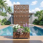 Casaphoria Metal Raised Garden Bed with Trellis and Wheels, 72"x35"x16" Planter Box for Climbing Plants, Vegetables & Vines, Features Drainage Holes and Privacy Screen, Brown-Star