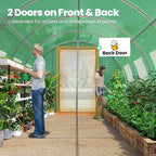KING BIRD Premium 20x10x6.6FT Greenhouse for Outdoors, Large Walk-in Upgraded Galvanized Metal Frame, Mesh Door Screen Window Improved Zipper Tunnel Hoop for Garden Plant Winter, 2 Stiffeners, Green