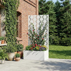 Casaphoria Metal Raised Garden Bed with Trellis, 59"x30"x12" Planter Box for Climbing Plants, Vegetables & Vines, Features Drainage Holes and Privacy Screen, White-Square