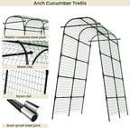 7Ft Adjustable Garden Arch Trellis for Climbing Plants Outdoor, Heavy Duty Rustproof Stainless Steel Cucumber Trellis for Raised Beds, Tall Metal Plant Support for Tomato, Squash, Beans, Flowers