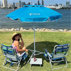 AMMSUN Shade Umbrella, Premium Portable Umbrella with Stand, 6.5ft Lightweight Free Standing Canopy for Sporting Games, Adjustable Instant Sun Protection and Easy to Carry, Light Blue