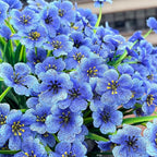 20 Bundles Artificial Flowers for Outdoors,UV Resistant Fake Flowers with Plastic Plants,Silk Faux Fowers for Outdoor Planters,Fake Realistic Flowers Window Box Front Porch Hanging Basket Decor-Blue