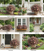 Artificial Greenery Plants Outdoor, 5 Pcs Faux Coleus Plants UV Resistant Silk Plants with Stems, Fake Plants for Outside Garden Patio Hanging Planter Pathway Front Porch Decoration(Red)