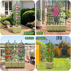 Raised Garden Bed Planter Box with Trellis, 71" Self-Watering Tomato Planter with Trellis for Climbing Vegetable and Plants, Tomato Cage Planters for Indoor Outdoor Patio Greenhouse Gardening (1Pack)