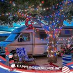 JMEXSUSS Red White and Blue Lights Clear Wire, 66 Ft 200 LED 4th of July Decorations String Lights Plug in, Christmas Light for Independence Day Celebration Party Memorial Day Patriotic Holidays Decor