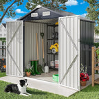 IRONCK 5.7x5.7FT Storage Shed, Outdoor Tool Shed with Lockable Doors and Breathable Vent, Outside Metal Garden Storage for Poolside, Backyard, Patio, Dark Blue
